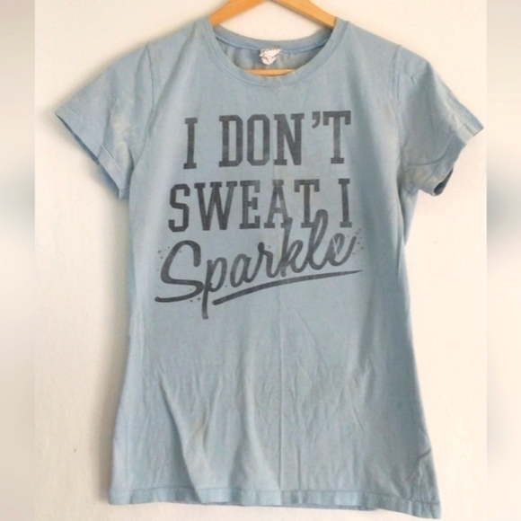 Y2K 90's I don't Sweat I Sparkle Vintage Bay Island Fitted T Shirt Small - Picture 1 of 3